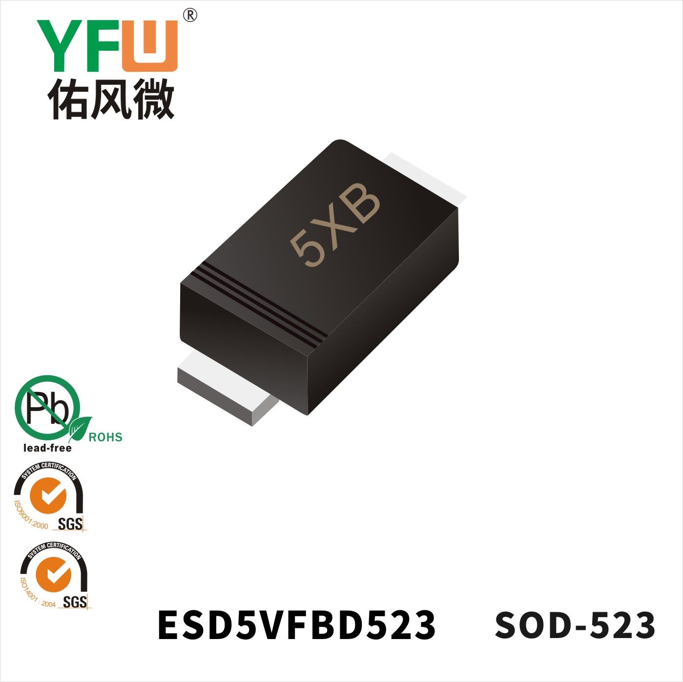 ESD5V0FBD523 SOD-523 Marking:5XB_Transient Voltage Suppressor_YFW brand